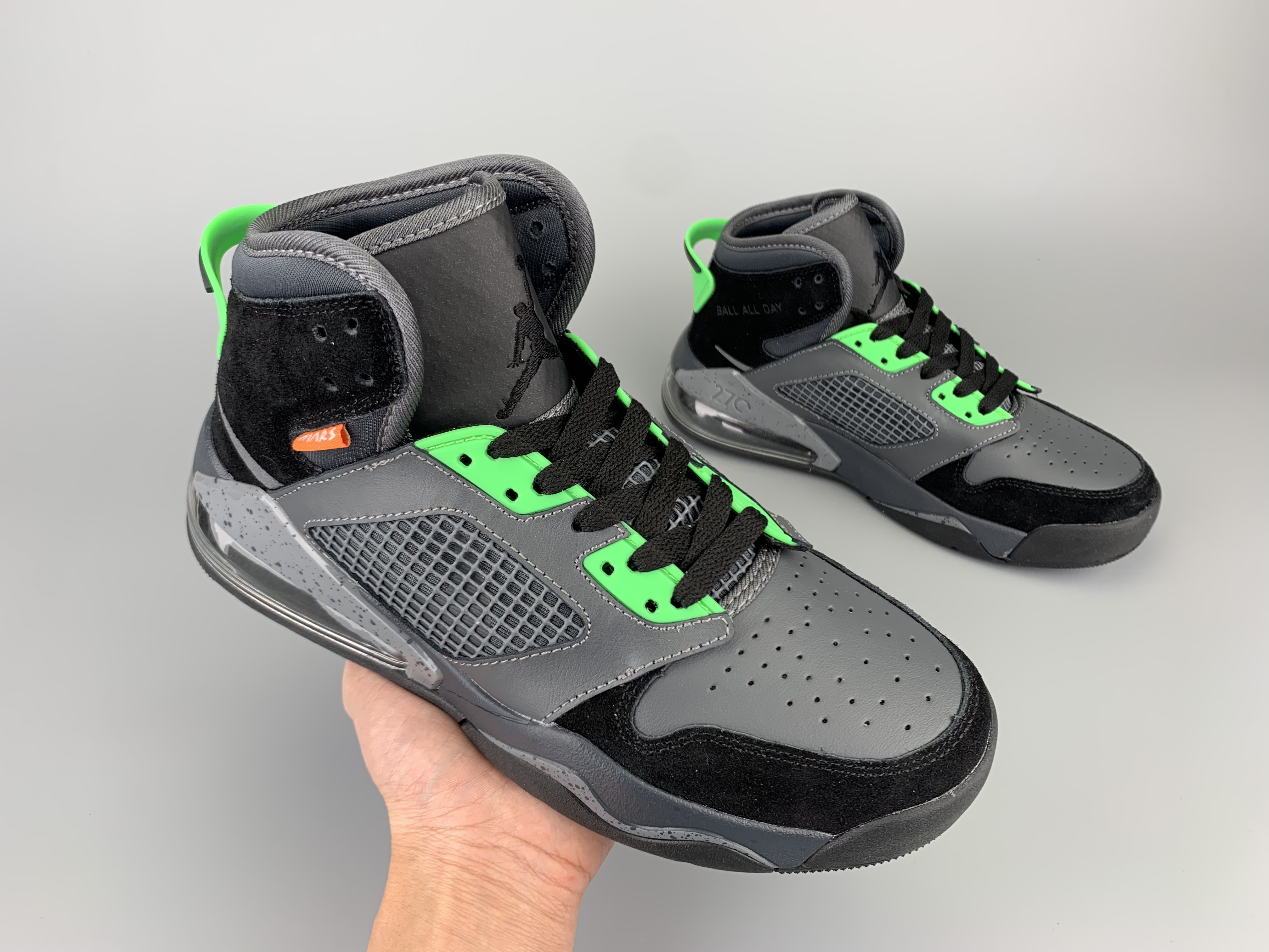 Air Jordan Mars 270 Black Grey Green Shoes - Click Image to Close